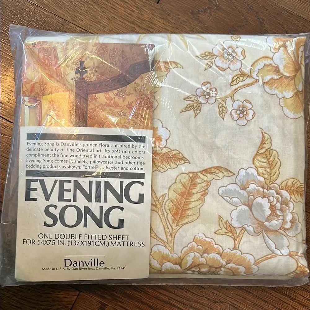 Vintage new in packaging Danville Evening‎ Song Fitted Sheet
